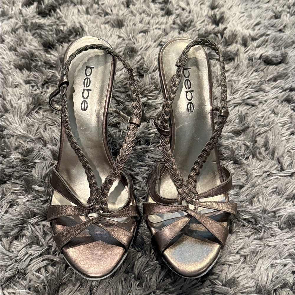 Bebe Metallic Strappy Sandals